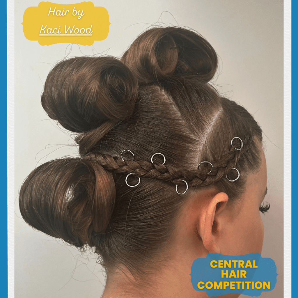 A round up of The Mane Event: Central Hair Competition 2023 2 Kaci's Winning Up-do Central Hairdressing Competition 2023