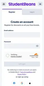 1. Select 'Register' and enter your email and password